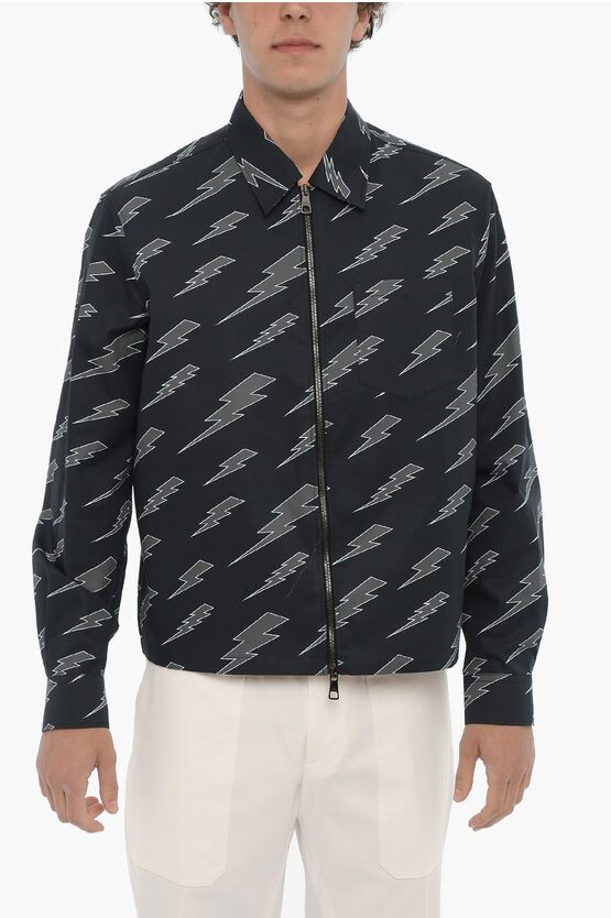Neil Barrett Printed Overshirt With Zip Closure