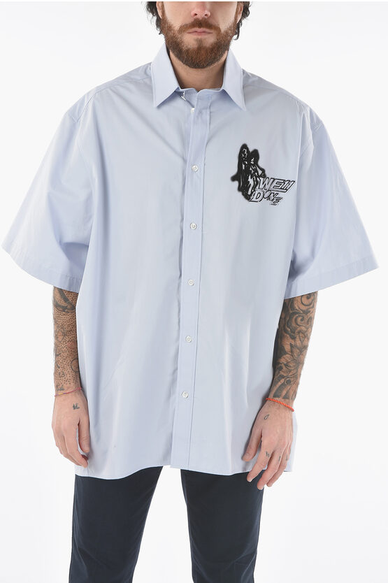 We11 Done Printed Oversize Sky Shirt In Blue