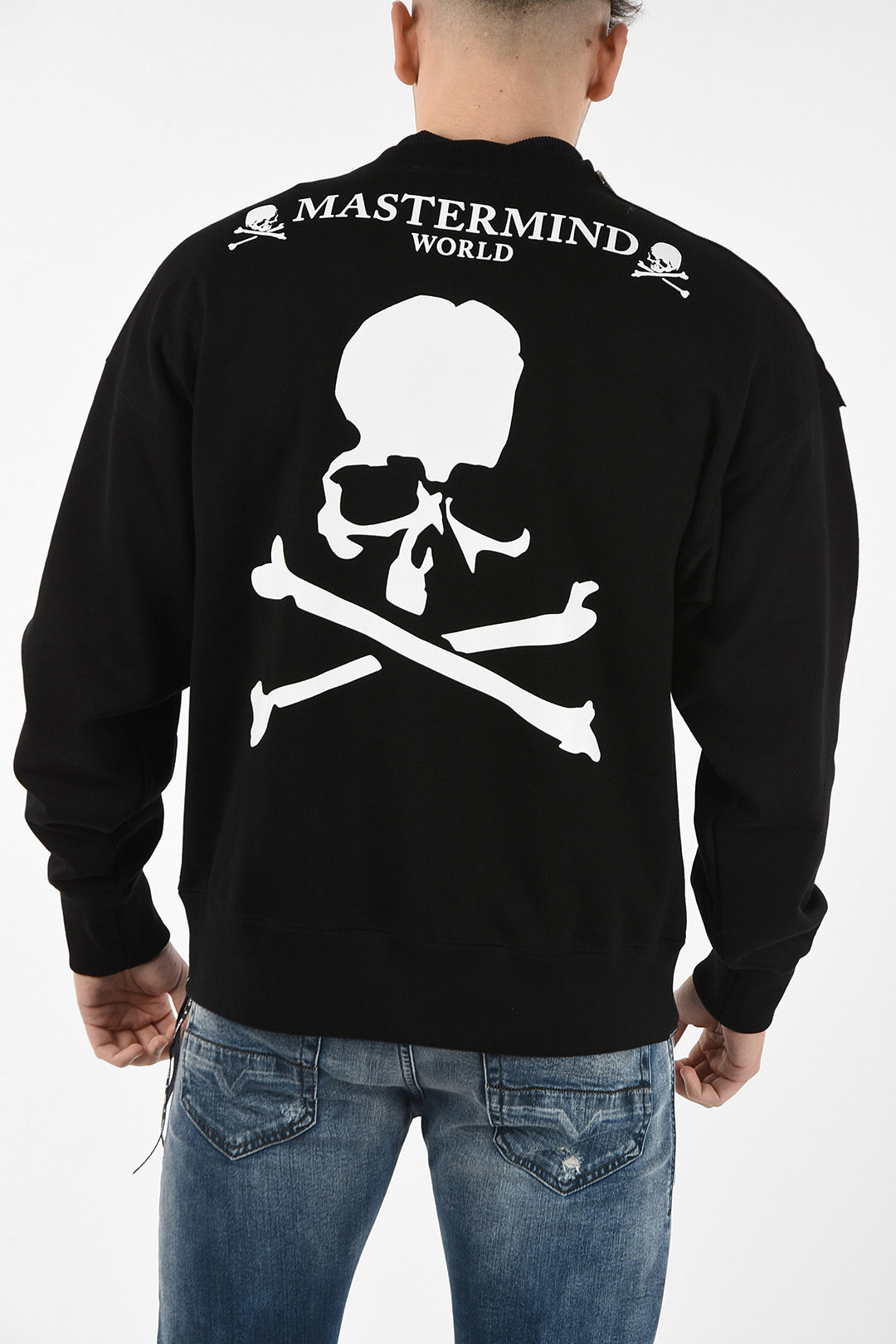 Mastermind Printed Oversized Crew neck Sweatshirt With Zip Detail men Glamood Outlet