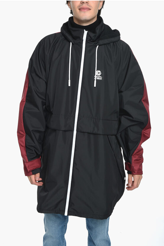 Marcelo Burlon County Of Milan Printed Patch Parka With Fleece Lining In Black