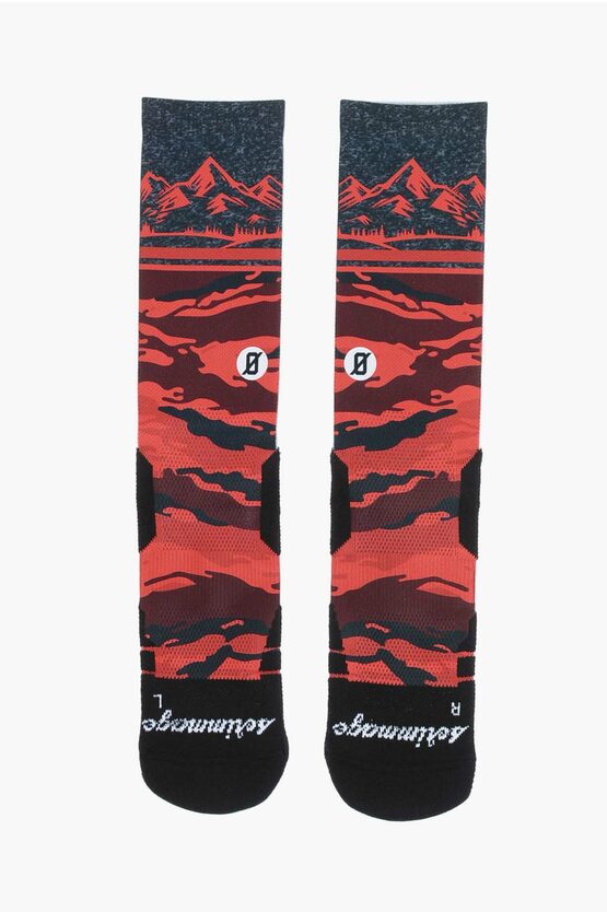 Scrimmage Printed Peaks Red Long Socks
