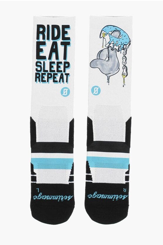 Scrimmage Printed Ride Eat Socks In White