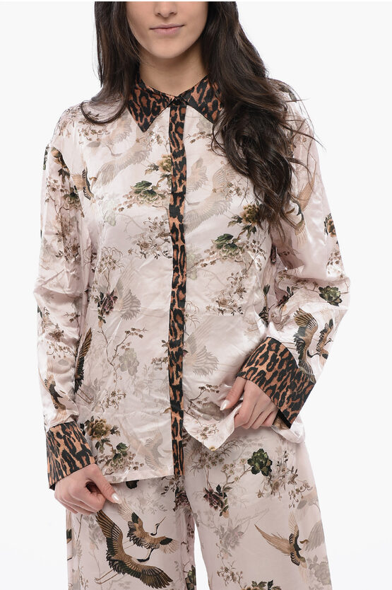 ALLSAINTS PRINTED SATIN SOFI BLOUSE WITH HIDDEN CLOSURE