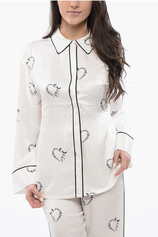 ALLSAINTS PRINTED SATIN SOFI BLOUSE WITH HIDDEN CLOSURE 
