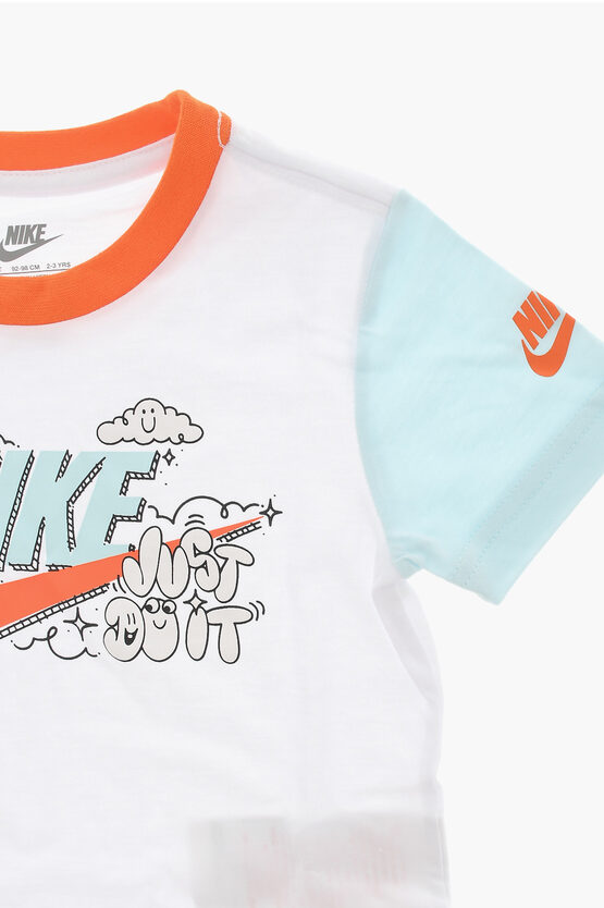 Printed Shorts and Crew-neck T-Shirt Set