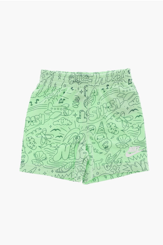 Printed Shorts and Crew-neck T-Shirt Set