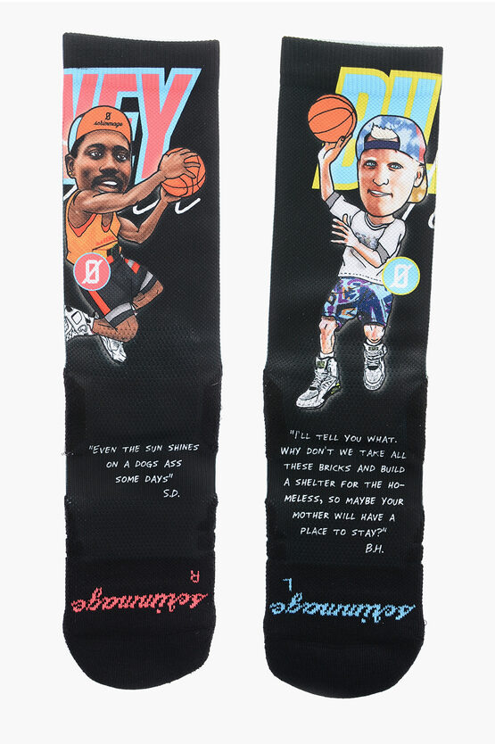 Scrimmage Printed Sidney&billy Long Socks In Black