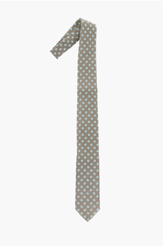 Corneliani Printed Silk And Flax Tie In Multi