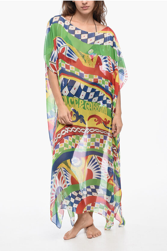 Shop Dolce & Gabbana Printed Silk Kaftan Dress