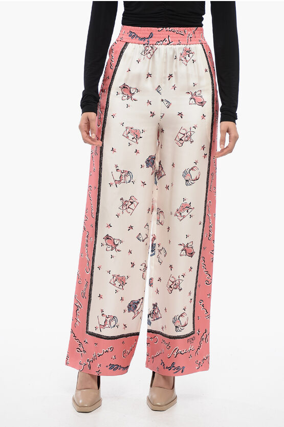 Shop Fendi Printed Silk Kissed Palazzo Pants