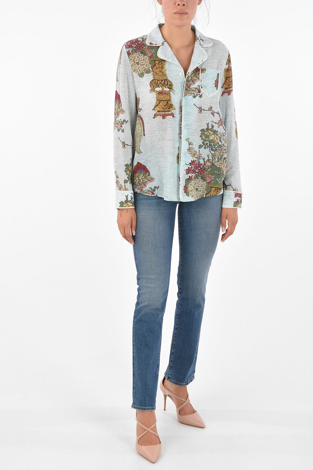 Red Valentino Printed Silk Pajama Blouse women Glamood Outlet