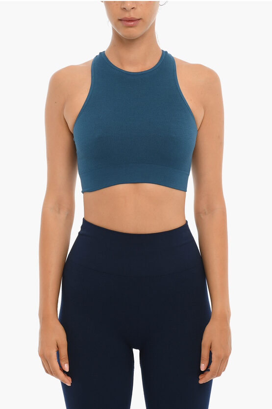 Maison Lejaby Printed Sleeveless Cropped Top In Blue