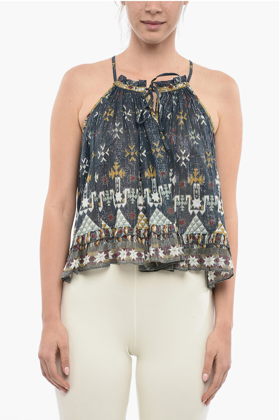 Isabel Marant Printed Sleeveless Top With Lurex Embroidery In Multi