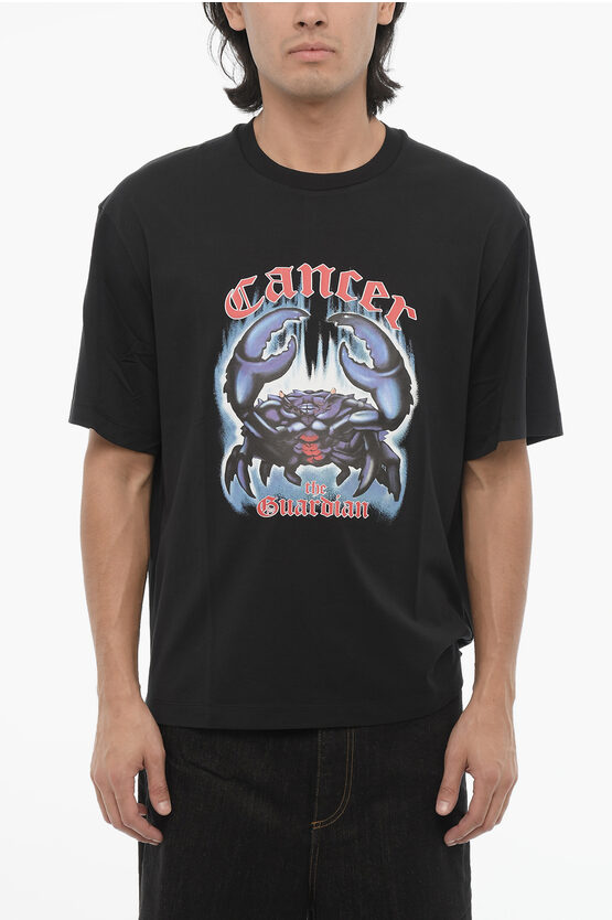 NEIL BARRETT PRINTED SLIM FIT ROCK BAND ZODIAC CANCER CREW-NECK T-SHIRT 