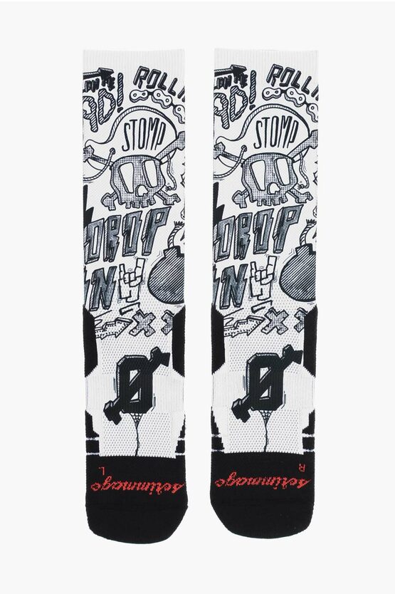 Scrimmage Printed Stomp Long Socks In White