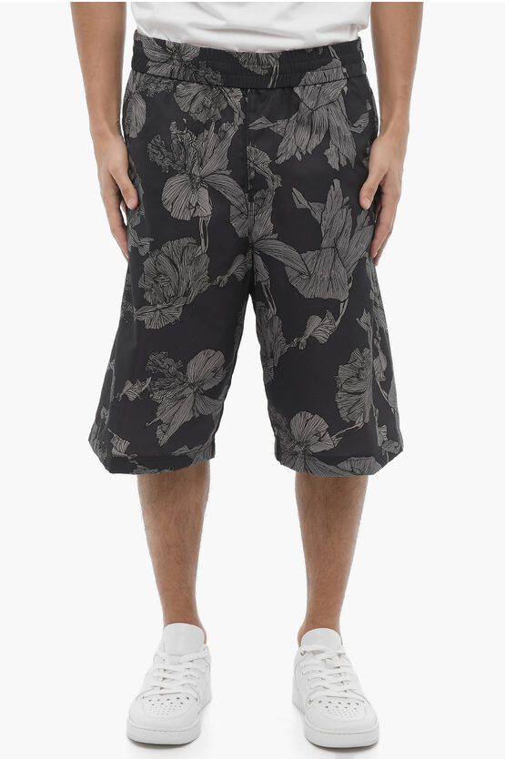 Neil Barrett Printed Straight Leg Anemone Bermuda Shorts