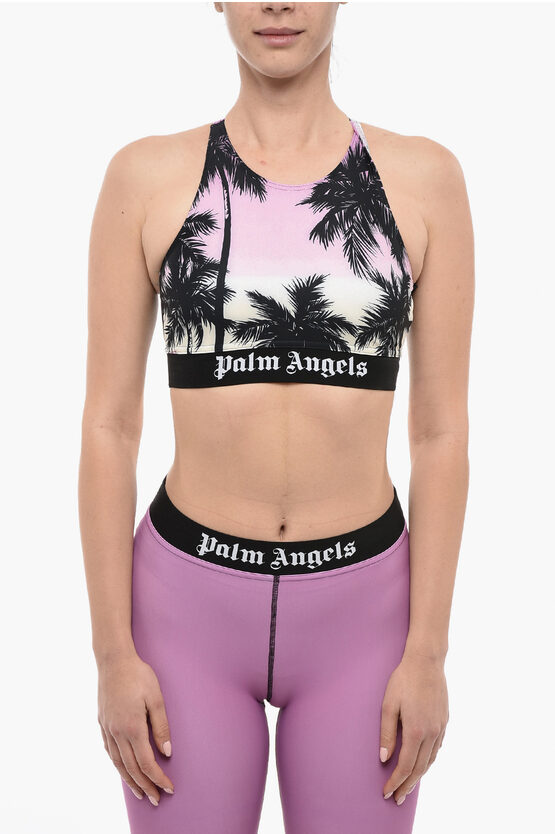 Shop Palm Angels Printed Sunset Top With Logoed Elastic Band
