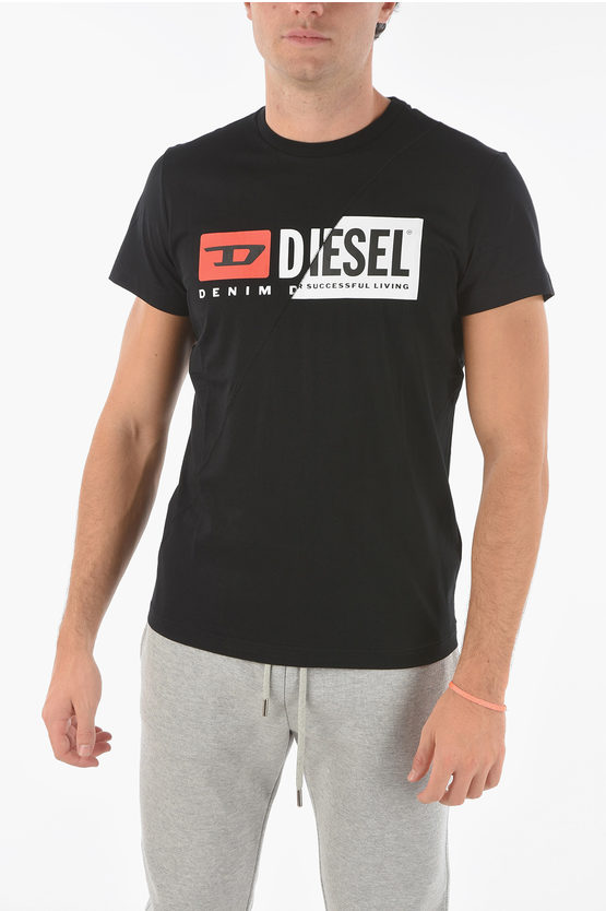 Diesel Printed T-diego-cuty Cotton T-shirt In Black