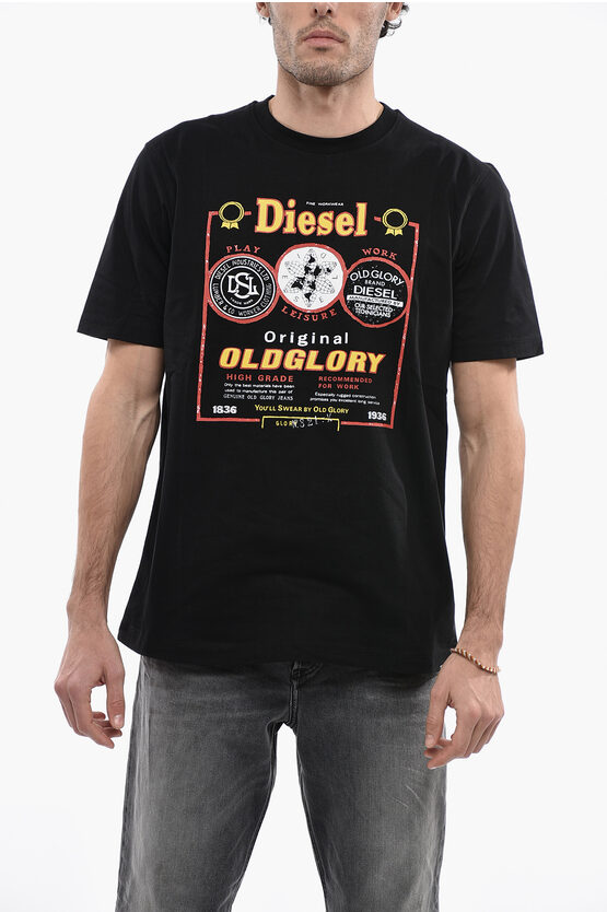 Diesel Printed T-just-e36 Crew-neck T-shirt In Black