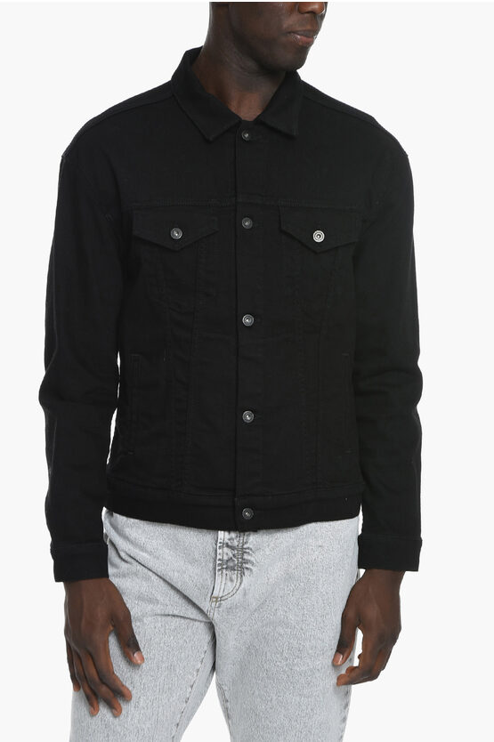 MARCELO BURLON COUNTY OF MILAN PRINTED TEMPERA CROSS DENIM JACKET