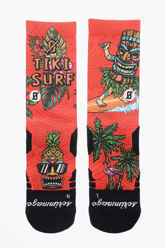 Scrimmage Printed Tiki Surf Socks In Red