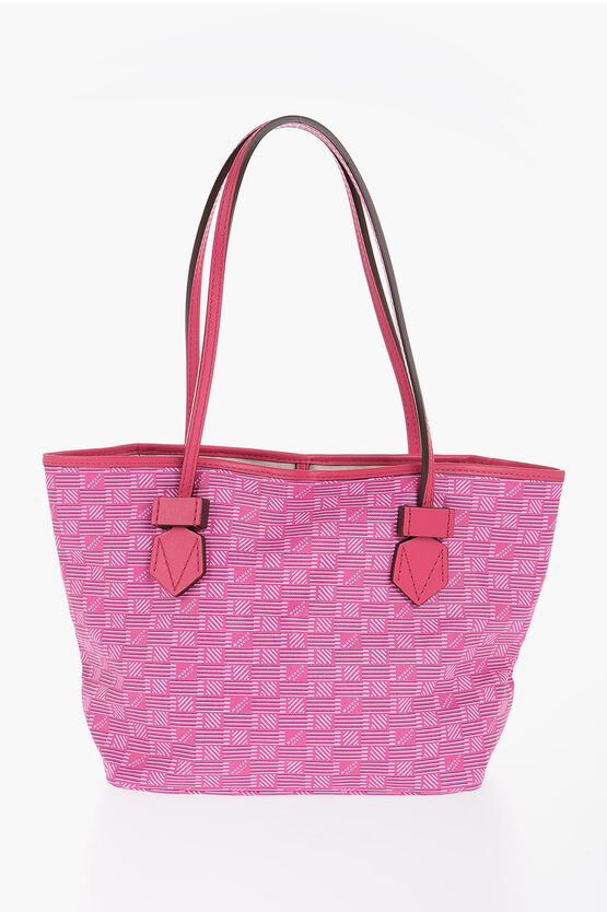Moreau Printed Tote Bag With Faux Leather Trims In Pink