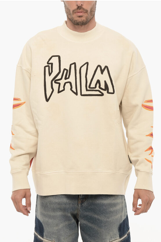 Shop Palm Angels Printed Turtleneck Sweatshirt