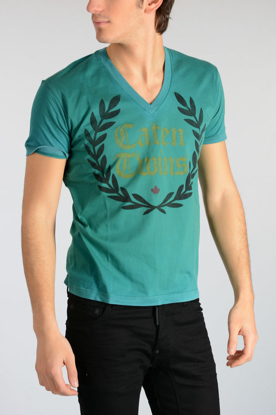 Printed V Neck T-Sh… - image
