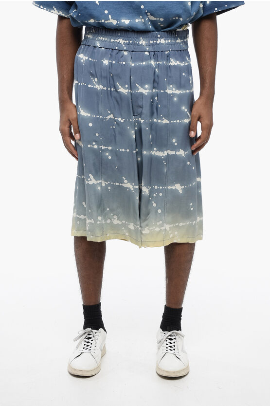 Jil Sander Printed Viscose Shorts With Elastic Wistband