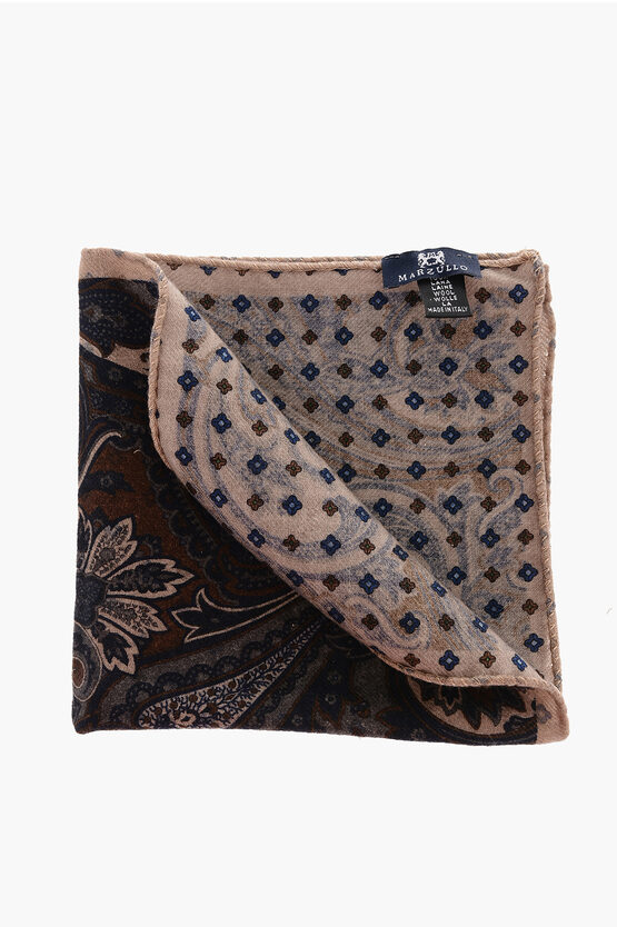 Marzullo Printed Wool Handkerchief In Brown
