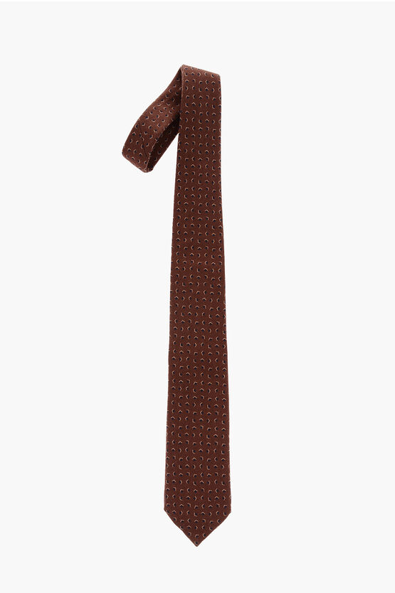 Corneliani Printed Wool Kipper Tie In Brown