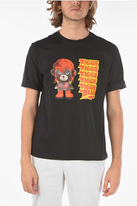 Shop Neil Barrett Printed Ziggie Bear T-shirt With Cuffed Sleeves
