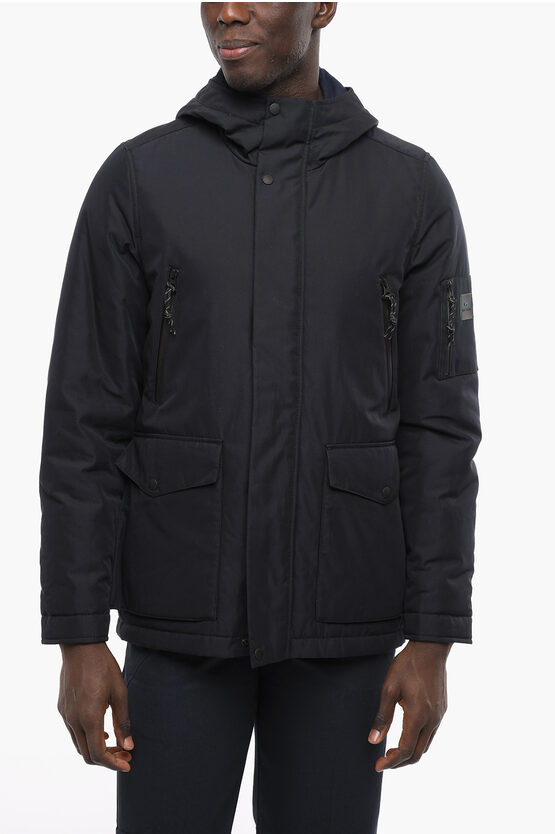 Paul Smith Ps Multipocketd Padde Jacket With Hood In Black