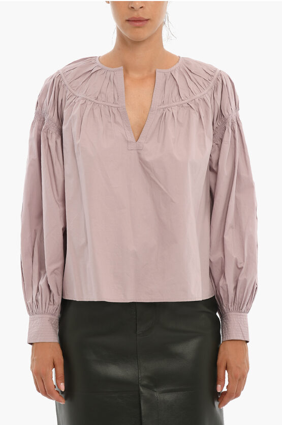Ulla Johnson Puffed Long Sleeved Ora Blouse In Gray