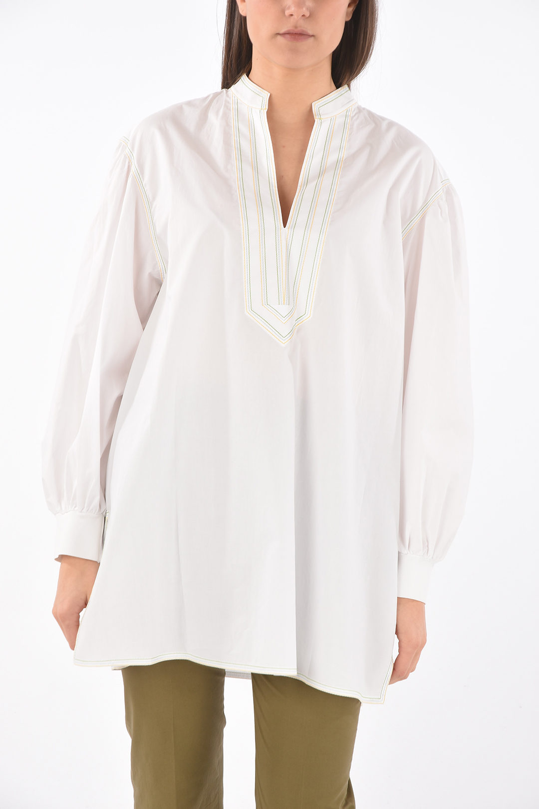 Tory Burch Puffed-sleeve Embroidered Cotton Tunic women - Glamood Outlet