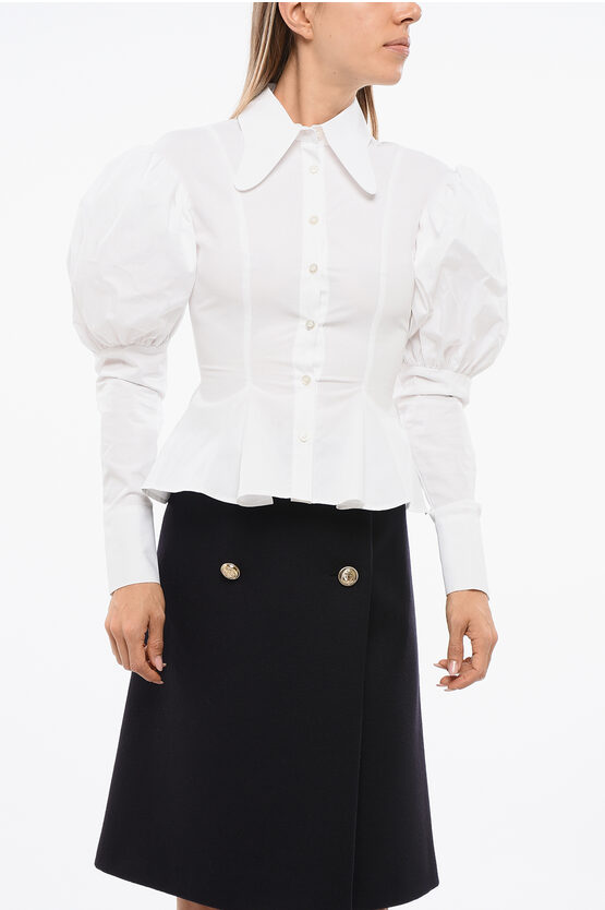Viktor & Rolf Puffed Sleeves Cotton Shirt In White