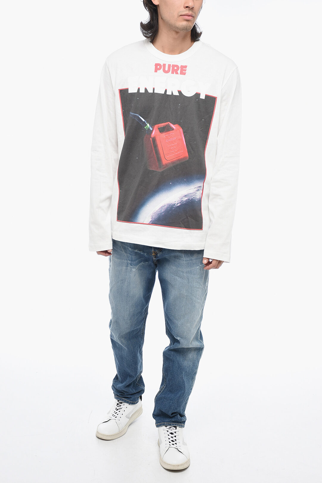 トップス DIESEL T-Crane-Ls-S4 Long-sleeve T-shirt T-CRANE-LS-S4 Long-sleeve T-shirt with fuzzy trims｜マルチ