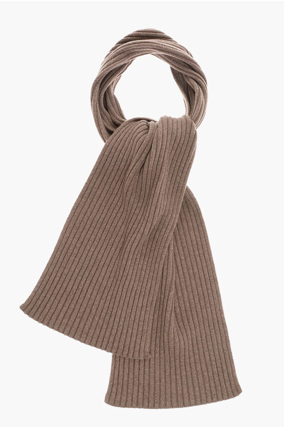 Dolce & Gabbana Pure Ribbed Cashmere Scarf In Brown