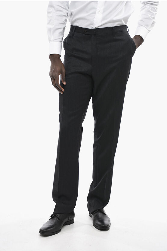 Corneliani Pure Wool Leader Pants With Zipped Pockets In Black