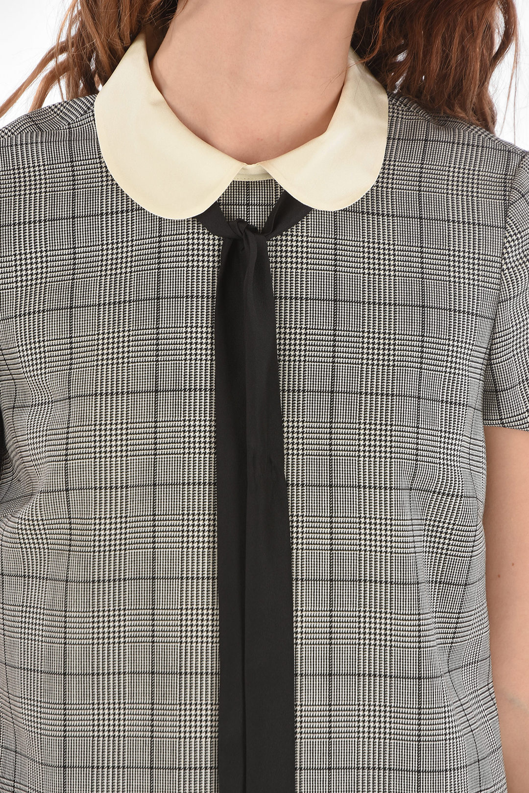 Red Valentino Puritan Collar District Check Virgin Wool