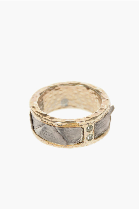 Shop Gentryportofino Python Detail Brass Band Ring