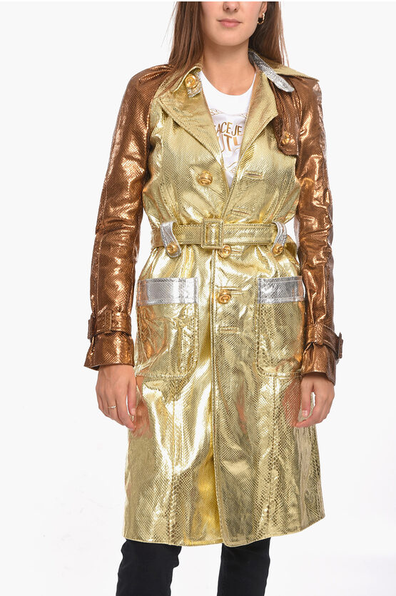 Dsquared2 Python Skin Trench With Back Vent In Yellow