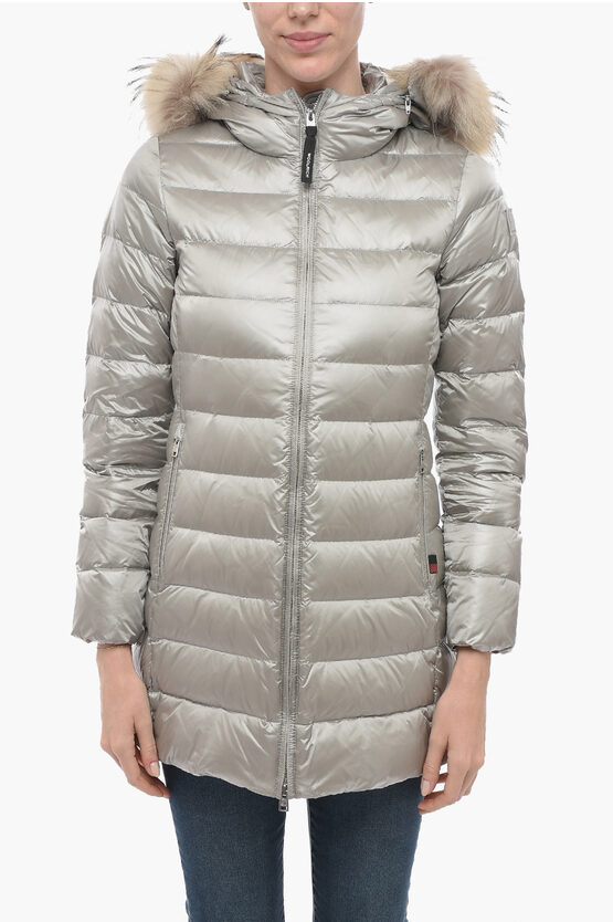 Woolrich Quilted Clover Down Jacket With Fur-edged Hood In Gray