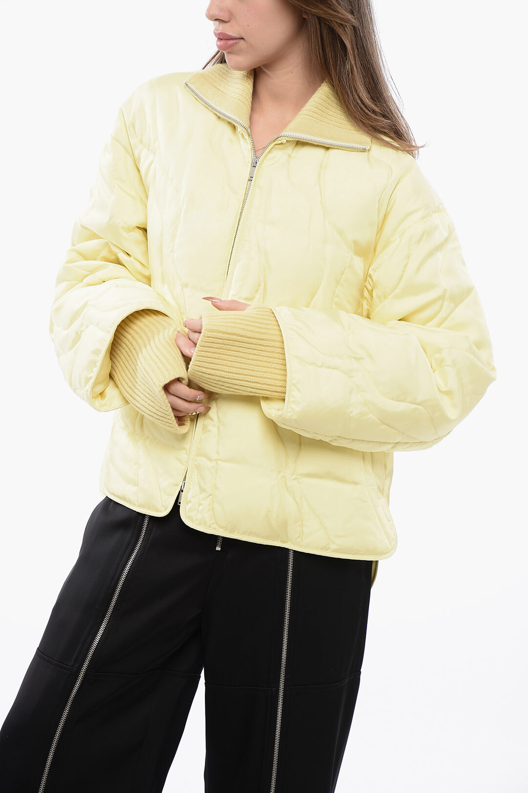 【Jil Sander】ジルサンダー QUILTED DOWN JACKET イエロー Yellow Collarless Down Jacket by Jil Sander on Sale