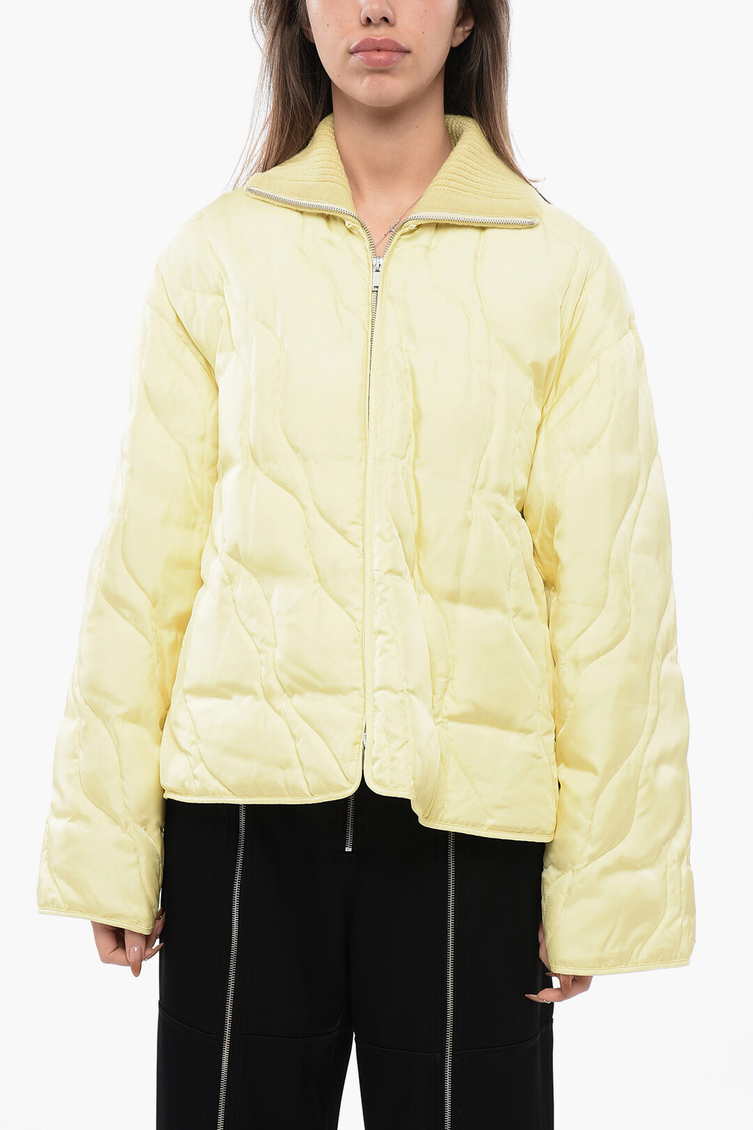 Jil Sander Quilted Down Jacket with Padded Scarf women