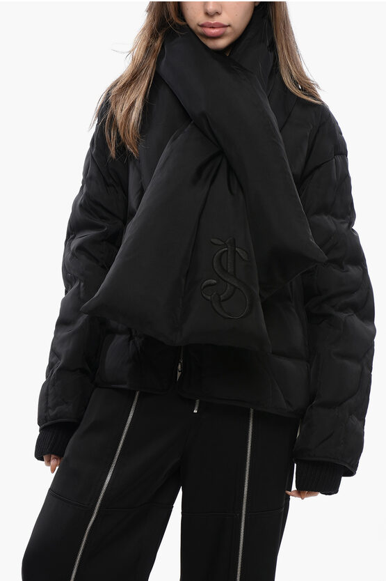Jil Sander Quilted Down Jacket With Padded Scarf