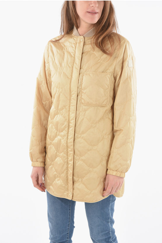 Woolrich Quilted Goldenrod Maxi Bomber In Neutral