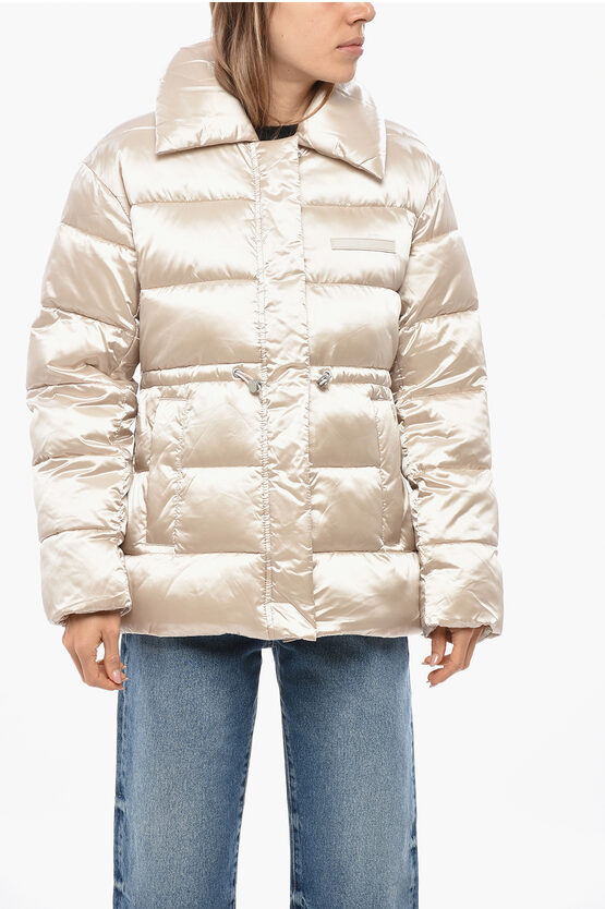 Calvin Klein Quilted Jacket With Drawstringed Waist In Multi