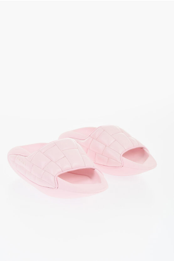 Balmain Quilted Leather B-it Sandals With Chunky Sole In Pink
