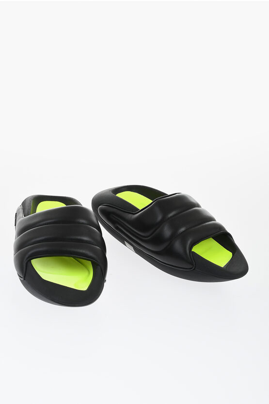 Balmain Quilted Leather B-it Sandals With Fluorescent Inner And Chun In Black